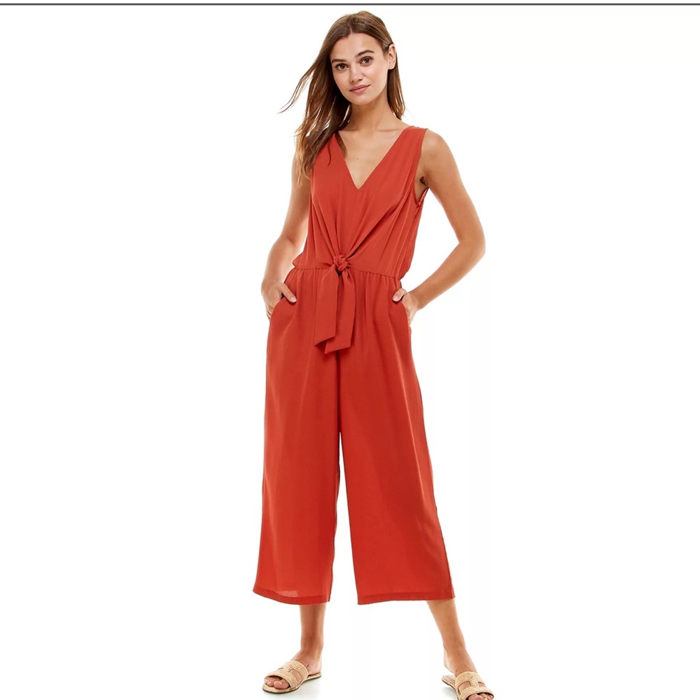 As U Wish Cinnamon Jumpsuit with front tie and pockets EUC Size XL